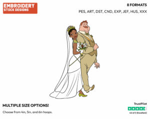 Tiana, Big Daddy Down The Aisle - Disney Characters - Weddings - Holiday Inspired Embroidery Design in 3 sizes & 8 formats