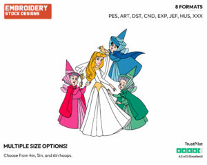 Aurora, Flora, Fauna, Merryweather - Disney Characters - Weddings - Holiday Inspired Embroidery Design in 3 sizes & 8 formats
