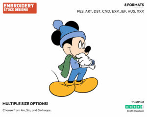 Mickey Mouse - Disney Characters - Wintertime - Holiday Inspired Embroidery Design in 3 sizes & 8 formats