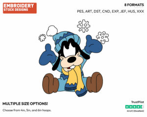 Baby Goofy - Disney Characters - Wintertime - Holiday Inspired Embroidery Design in 3 sizes & 8 formats