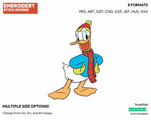 Donald Duck - Disney Characters - Wintertime - Holiday Inspired Embroidery Design in 3 sizes & 8 formats