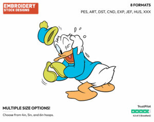 Donald Duck Hit By Snowball - Disney Characters - Wintertime - Holiday Inspired Embroidery Design in 3 sizes & 8 formats