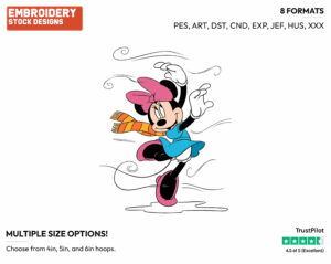 Minnie Mouse - Disney Characters - Wintertime - Holiday Inspired Embroidery Design in 3 sizes & 8 formats