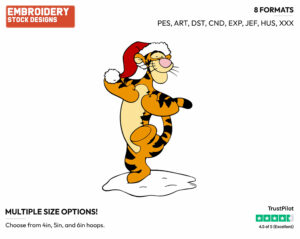 Tigger - Disney Characters - Wintertime - Holiday Inspired Embroidery Design in 3 sizes & 8 formats