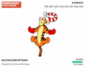 Tigger - Disney Characters - Wintertime - Holiday Inspired Embroidery Design in 3 sizes & 8 formats