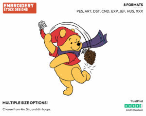 Winnie The Pooh Pinecone - Disney Characters - Wintertime - Holiday Inspired Embroidery Design in 3 sizes & 8 formats