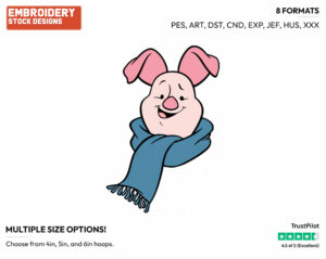 Piglet - Disney Characters - Wintertime - Holiday Inspired Embroidery Design in 3 sizes & 8 formats
