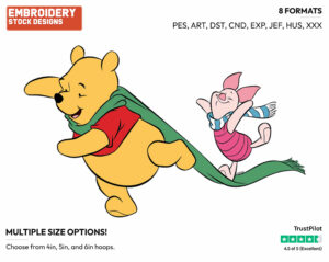 Pooh, Piglet - Disney Characters - Wintertime - Holiday Inspired Embroidery Design in 3 sizes & 8 formats