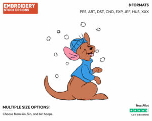 Roo Tasting Falling Snow - Disney Characters - Wintertime - Holiday Inspired Embroidery Design in 3 sizes & 8 formats