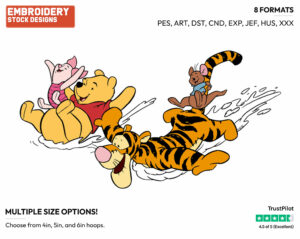 Winnie, Piglet, Tigger - Disney Characters - Wintertime - Holiday Inspired Embroidery Design in 3 sizes & 8 formats