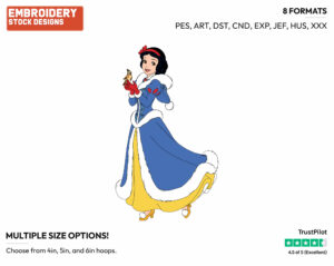 Snow White In Winter - Disney Characters - Wintertime - Holiday Inspired Embroidery Design in 3 sizes & 8 formats