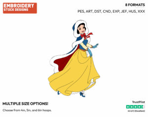 Snow White In Winter - Disney Characters - Wintertime - Holiday Inspired Embroidery Design in 3 sizes & 8 formats