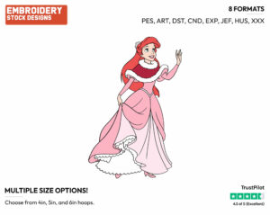 Ariel - Disney Characters - Wintertime - Holiday Inspired Embroidery Design in 3 sizes & 8 formats
