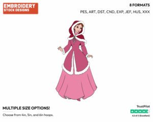 Belle - Disney Characters - Wintertime - Holiday Inspired Embroidery Design in 3 sizes & 8 formats