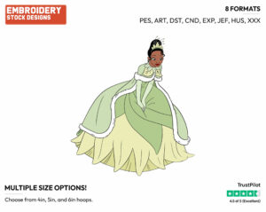 Tiana - Disney Characters - Wintertime - Holiday Inspired Embroidery Design in 3 sizes & 8 formats