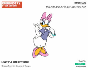 Cute Daisy Duck - Disney's Daisy Duck - Embroidery Design in 3 sizes & 8 formats