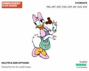 Daisy Duck In Disney World - Disney's Daisy Duck - Embroidery Design in 3 sizes & 8 formats
