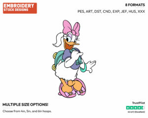 Posing With Her Rollerskates - Disney's Daisy Duck - Embroidery Design in 3 sizes & 8 formats