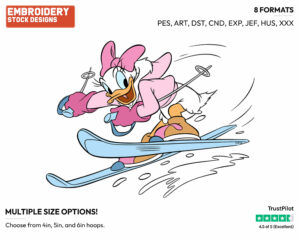 Skiing - Disney's Daisy Duck - Embroidery Design in 3 sizes & 8 formats