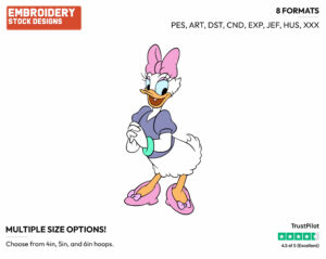 Smiling - Disney's Daisy Duck - Embroidery Design in 3 sizes & 8 formats