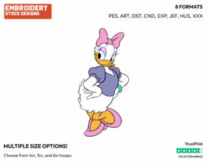 Daisy Duck Posing - Disney's Daisy Duck - Embroidery Design in 3 sizes & 8 formats