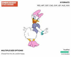 Posing - Back View - Disney's Daisy Duck - Embroidery Design in 3 sizes & 8 formats