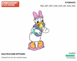 Eating A Frozen Treat - Disney's Daisy Duck - Embroidery Design in 3 sizes & 8 formats