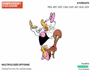 Applying Makeup - Disney's Daisy Duck - Embroidery Design in 3 sizes & 8 formats