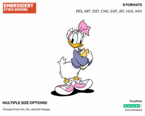 Young Daisy Carrying School Books - Disney's Daisy Duck - Embroidery Design in 3 sizes & 8 formats