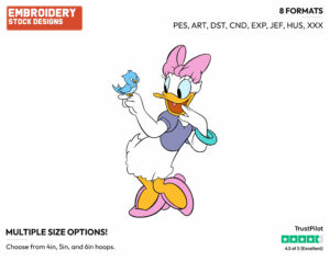 Greeting Bluebird - Disney's Daisy Duck - Embroidery Design in 3 sizes & 8 formats