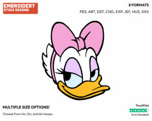 Daisy's Face - Disney's Daisy Duck - Embroidery Design in 3 sizes & 8 formats