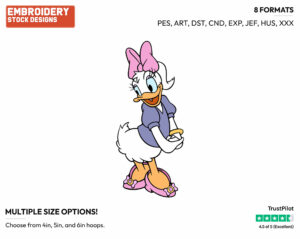 Romantic Daisy - Disney's Daisy Duck - Embroidery Design in 3 sizes & 8 formats