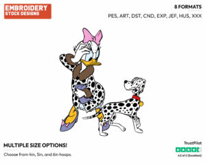 Daisy, Dalmatian - Disney's Daisy Duck - Embroidery Design in 3 sizes & 8 formats