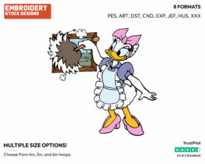 Dusting - Disney's Daisy Duck - Embroidery Design in 3 sizes & 8 formats