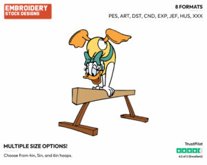 On Balance Beam - Disney's Daisy Duck - Embroidery Design in 3 sizes & 8 formats
