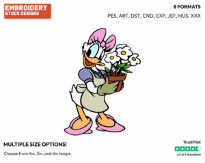 Daisy Duck, Flowers - Disney's Daisy Duck - Embroidery Design in 3 sizes & 8 formats
