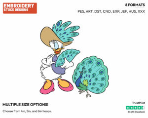 Daisy Duck, Peacock - Disney's Daisy Duck - Embroidery Design in 3 sizes & 8 formats