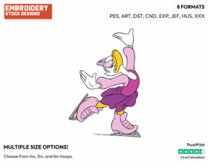 Figure Skating - Disney's Daisy Duck - Embroidery Design in 3 sizes & 8 formats