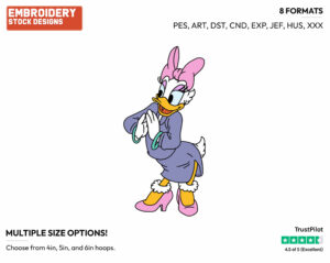 Daisy In A Dress - Disney's Daisy Duck - Embroidery Design in 3 sizes & 8 formats