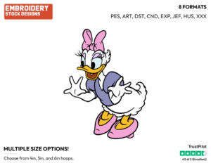 Delighted - Disney's Daisy Duck - Embroidery Design in 3 sizes & 8 formats