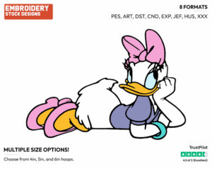 Relaxing - Disney's Daisy Duck - Embroidery Design in 3 sizes & 8 formats