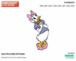 Delighted - Disney's Daisy Duck - Embroidery Design in 3 sizes & 8 formats