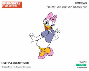 Waving - Disney's Daisy Duck - Embroidery Design in 3 sizes & 8 formats
