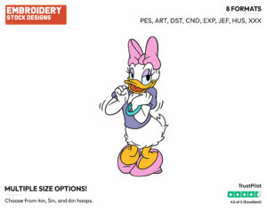 Excited Daisy - Disney's Daisy Duck - Embroidery Design in 3 sizes & 8 formats