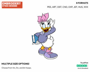 Young Daisy Carrying School Books - Disney's Daisy Duck - Embroidery Design in 3 sizes & 8 formats