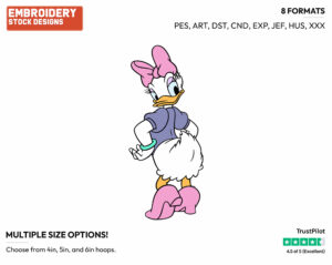 Back View - Disney's Daisy Duck - Embroidery Design in 3 sizes & 8 formats
