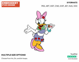 Singing - Disney's Daisy Duck - Embroidery Design in 3 sizes & 8 formats