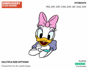 Daisy Duck's Face - Disney's Daisy Duck - Embroidery Design in 3 sizes & 8 formats