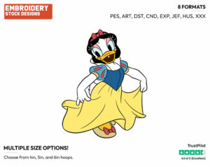 Daisy As Snow White - Disney's Daisy Duck - Embroidery Design in 3 sizes & 8 formats