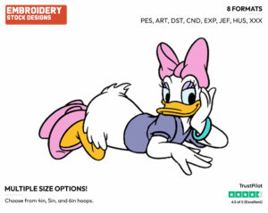 Relaxeing - Disney's Daisy Duck - Embroidery Design in 3 sizes & 8 formats